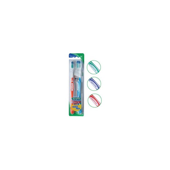 GUM SUPER TIP 463 COMPACT SPAZZOLINO MEDIO BONUS PACK 2 PEZZI