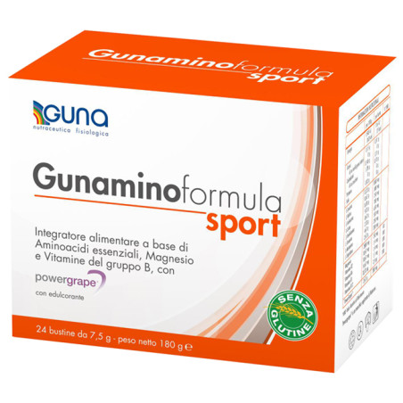 Confezione da 42 bustine di Guna Gunamino Formula Sport con amminoacidi essenziali Per attività sportiva