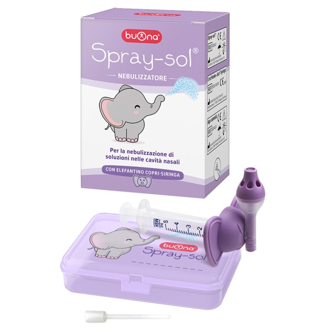 BUONA SPRAY-SOL KIT 5 PEZZI 1 SPRAY SOL + 1 SIRINGA LUER LOCK DA 5 ML + 1 AGO CANNULA + ELEFANTINO COPRI-SIRINGA