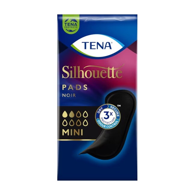 ASSORBENTE NERO INCONTINENZA LEGGERA TENA SILHOUETTE NOIR MINI 18 PEZZI