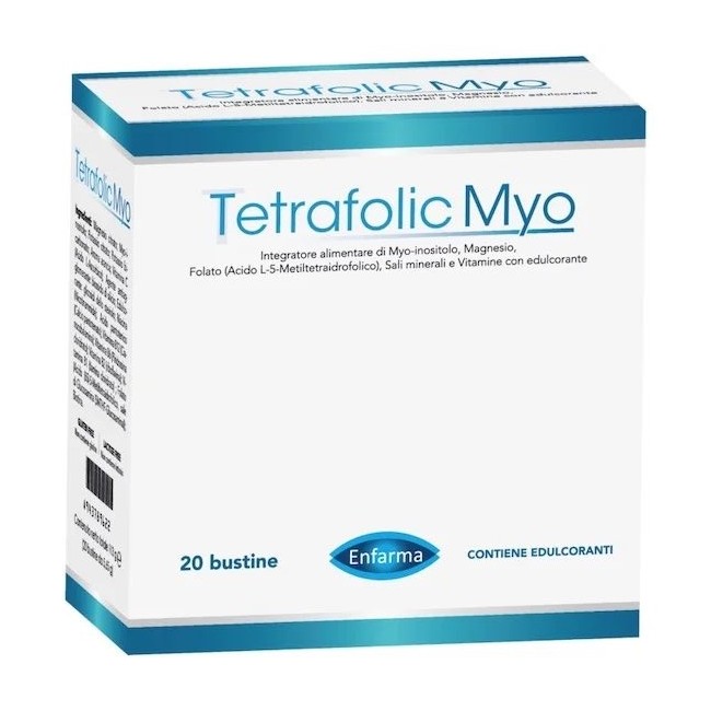 Confezione da 20 bustine di Tetrafolic Myo integratore ricostituente con effetto energetico