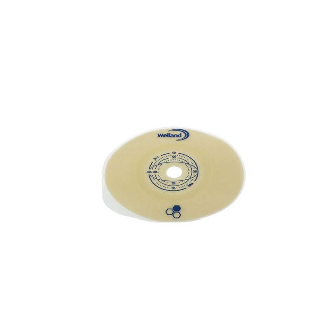 PLACCA PIANA RITAGLIABILE AURUM2 URO PER UROSTOMIA DIAMETRO 13-40 MM FLANGIA 45 MM 5 PEZZI