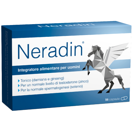 Confezione da 56 capsule di Neradin integratore per migliorare la spermatogenesi e i livelli di testosterone nell'uomo