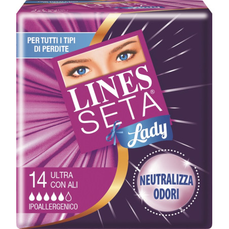 ASSORBENTE LINES SETA ULTRA LADY CON ALI 14 PEZZI