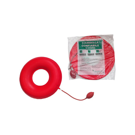 CIAMBELLA GONFIABILE PER INVALIDI IN GOMMA ROSSA TEAM DELUXE CON POMPA 45CM DIAMETRO