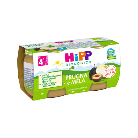 HIPP BIO OMOGENEIZZATO PRUGNA E MELA 2 X 80 G