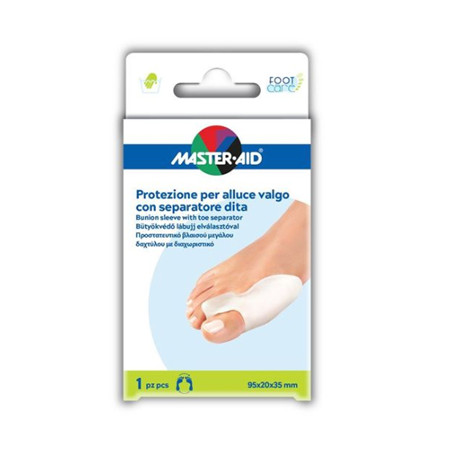 PROTEZIONE MASTER-AID FOOTCARE PER ALLUCE VALGO CON SEPARATORE DITA INTEGRATO 1 PEZZO D9