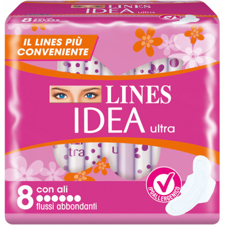 IDEA ULTRA ASSORBENTE FLUSSI ABBONDANTI CON ALI 8 PEZZI