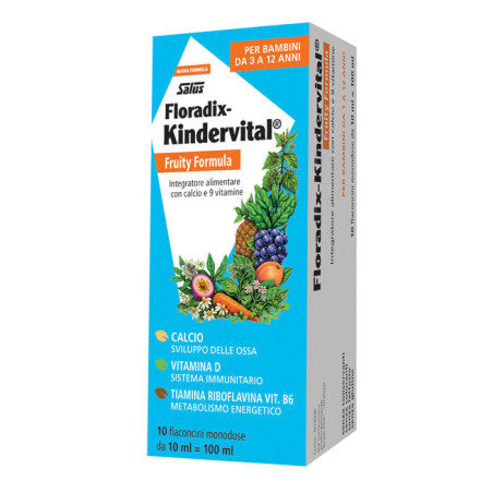 FLORADIX KINDERVITAL FRUITY FORMULA POTENZIATA 10 FLACONCINI MONODOSE X 10 ML PER BAMBINI DA 3 A 12 ANNI