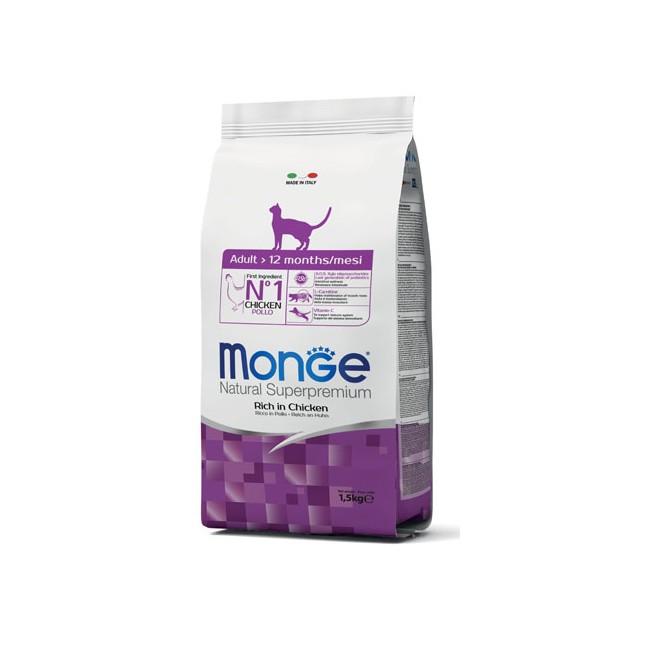 MONGE NATURAL SUPERPREMIUM SECCO GATTO ADULT CAT 1,5 KG