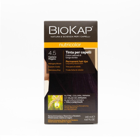 BIOKAP NUTRICOLOR 4,5 CASTANO MOGANO TINTA TUBO + FLACONE