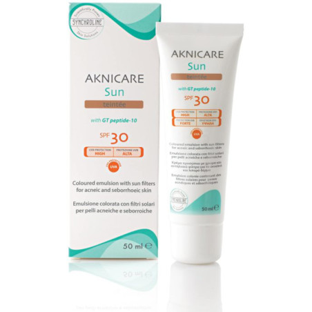 CREMA COLORATA PROTETTIVA SOLARE PER PELLE ACNEICA AKNICARE SUN TEINTEE' DORE' TUBETTO 50 ML