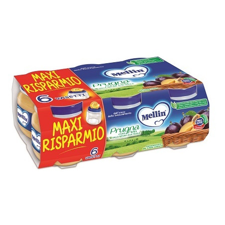 MELLIN OMOGENEIZZATO PRUGNA MELA 100 G 6 PEZZI