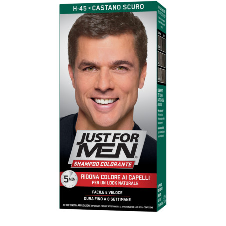 JUST FOR MEN SHAMPOO COLORANTE H45 CASTANO SCURO ATTIVATORE CHIARO 38,5 ML + BASE COLORE 27,5 ML