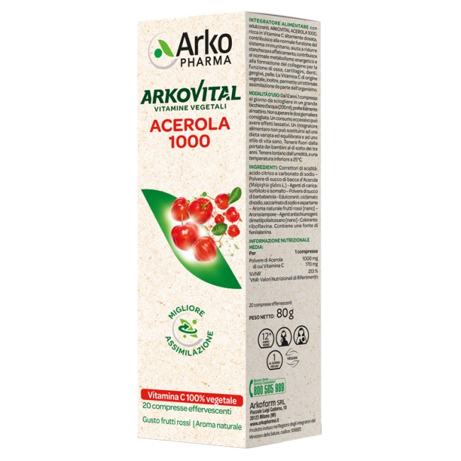 ARKOVITAL ACEROLA 1000 EFFERVESCENTE 20 COMPRESSE