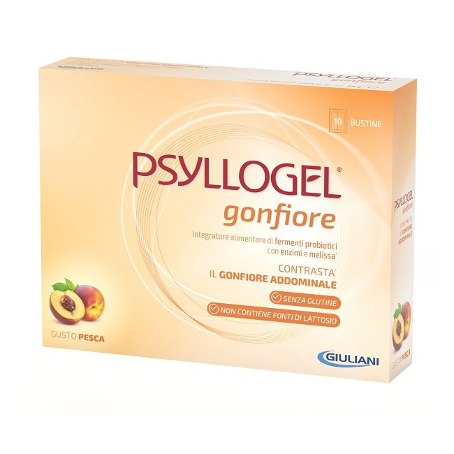 Copnfezione da 10 bustine di Psyllogel gonfiore per alleviare il gonfiore addominale