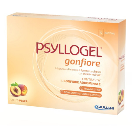 Copnfezione da 10 bustine di Psyllogel gonfiore per alleviare il gonfiore addominale