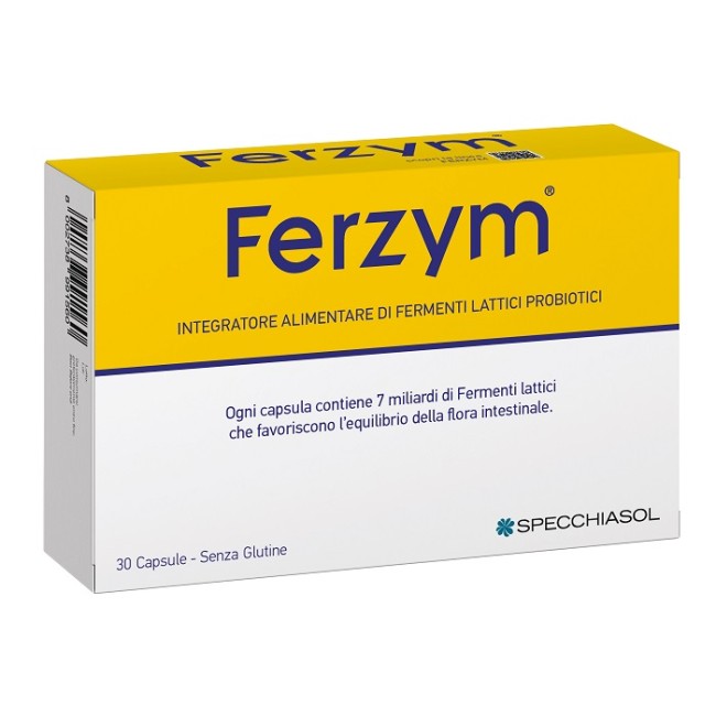 Confezione da 30 capsule di Ferzym integratore di fermenti lattici per il benessere intestinale