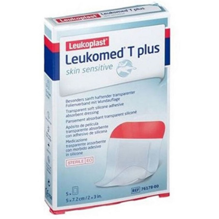 LEUKOMED T PLUS SKIN SENSITIVE MEDICAZIONE POST-OPERATORIA TRASPARENTE IMPERMEABILE CON MASSA ADESIVA AL SILICONE 5X7,2CM 5 PEZZ