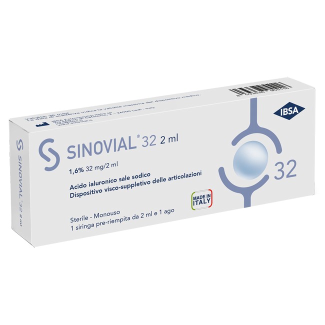 SIRINGA INTRA-ARTICOLARE SINOVIAL 32 ACIDO IALURONICO 1,6% 32 MG/2 ML 1 FS + AGO GAUGE 21 1 PEZZO