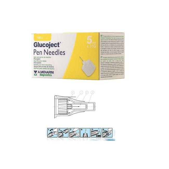 Menarini Glucoject Pen Needles 5mm G31 100 Pezzi