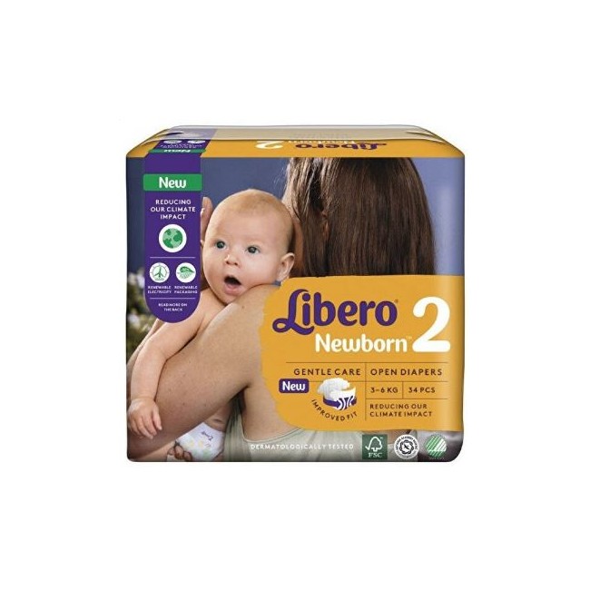 LIBERO NEWBORN PANNOLINO PER BAMBINO TAGLIA 2 3-6 34 PEZZI