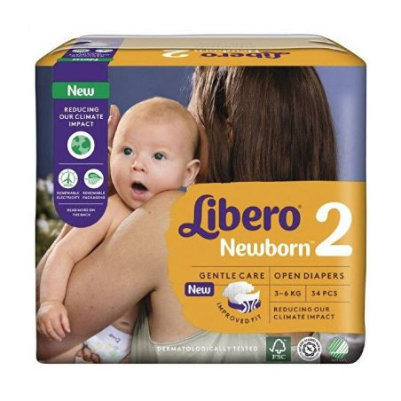 LIBERO NEWBORN PANNOLINO PER BAMBINO TAGLIA 2 3-6 34 PEZZI