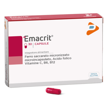 Confezione da 30 capsule di emacrit con ferro e Vitamina C