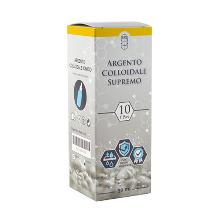 ARGENTO COLLOIDALE SUPREMO 10PPM CERTIFICATO CON CONTAGOCCE 50 ML