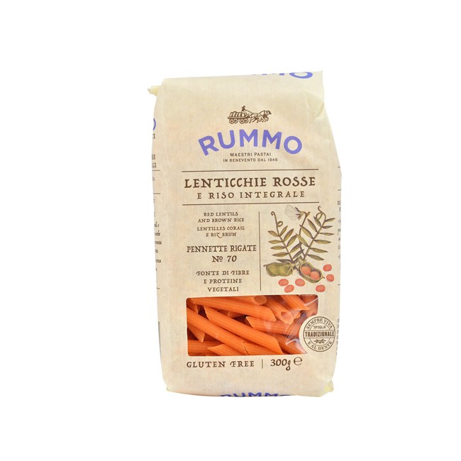 RUMMO PENNETTE RIGATE N 70 LENTICCHIE ROSSE E RISO INTEGRALE 300 G