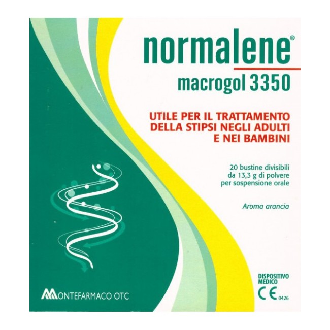 Confezione da 20 buste di Normalene Macrogol 3350 contro la stitichezza