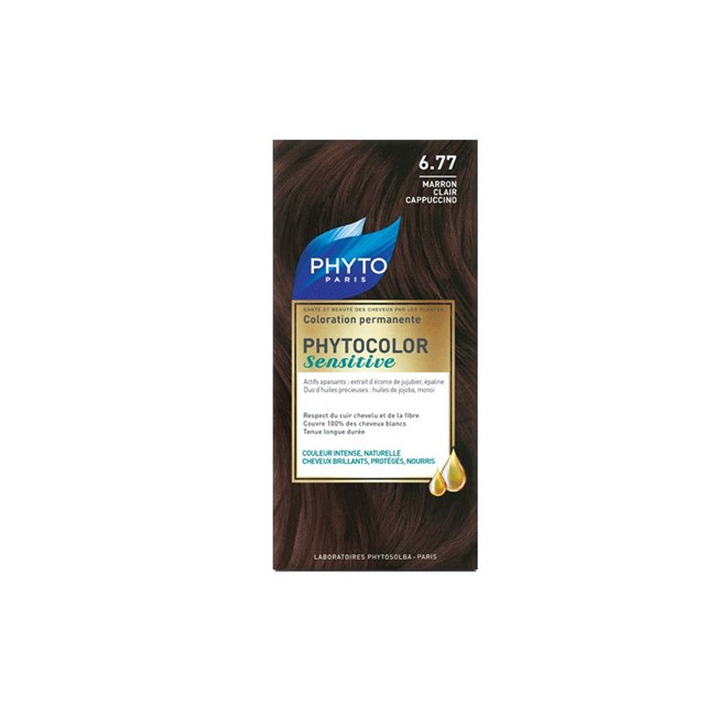 PHYTOCOLOR SENSITIVE 6.77  CASTANO CHIARO NOCCIOLA 1 LOZIONE LIQUIDA 60 ML + 1 CREMA 40 ML + 1 BALSAMO 12 ML + FOGLIETTO DI ISTR