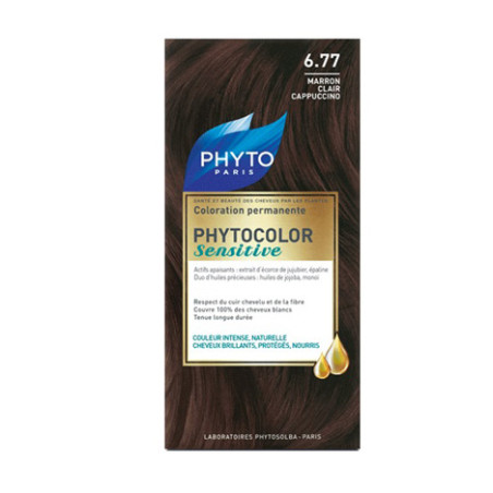 PHYTOCOLOR SENSITIVE 6.77  CASTANO CHIARO NOCCIOLA 1 LOZIONE LIQUIDA 60 ML + 1 CREMA 40 ML + 1 BALSAMO 12 ML + FOGLIETTO DI ISTR