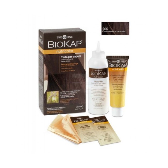 BIOKAP NUTRICOLOR 5,06 CASTANO NOCE MOSCATA TINTA TUBO + FLACONE