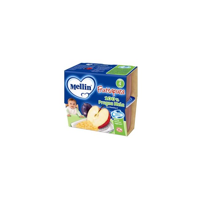 MELLIN FRUTTA PURA PRUGNA MELA 100 G 4 PEZZI