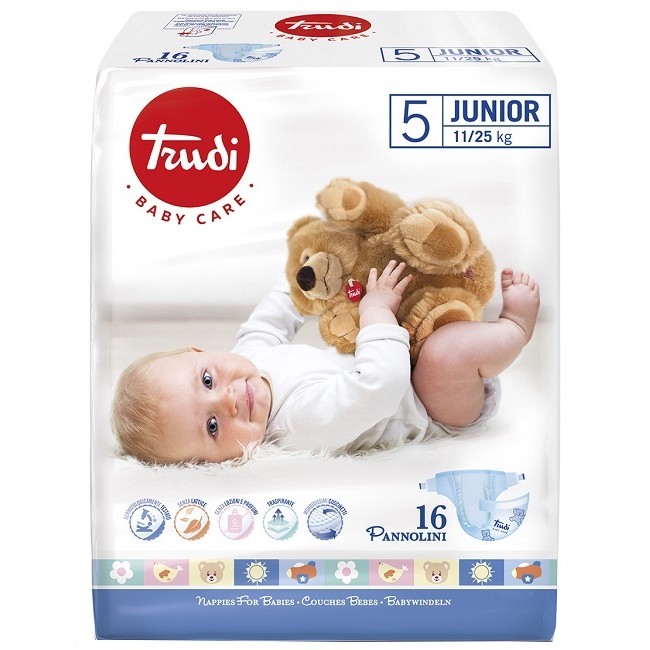 TRUDI BABY CARE PANNOLINO BAMBINI JUNIOR 11/25 KG 16 PEZZI