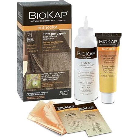 BIOKAP NUTRICOLOR 7,1 NEW BIONDO SVEDESE TINTA TUBO + FLACONE