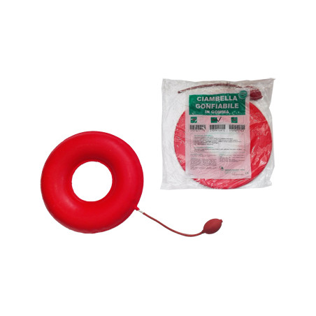 CIAMBELLA GONFIABILE PER INVALIDI IN GOMMA ROSSA TEAM DELUXE CON POMPA 43CM DIAMETRO