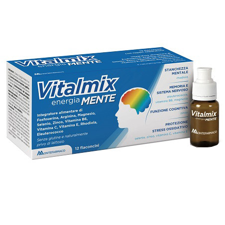 Confezione da 12 flaconi di Vitalmix mente per aumentare concentrazione e funzione cognitiva