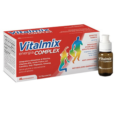 Confezione da 12 flaconcini di Vitalmix Complex integratore energetico per adulti