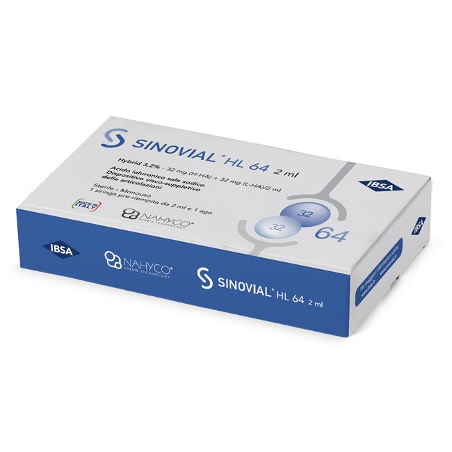 SIRINGA INTRA-ARTICOLARE SINOVIAL HL 64 32 MG + 32 MG 1 FS 2 ML AGO GAUGE 21