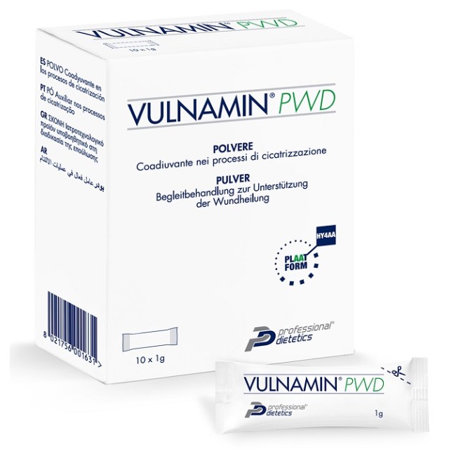 VULNAMIN PWD MEDICAZIONE INTERATTIVA IN POLVERE DI SODIO JALURONATO E AMINOACIDI 10 STICK PACK