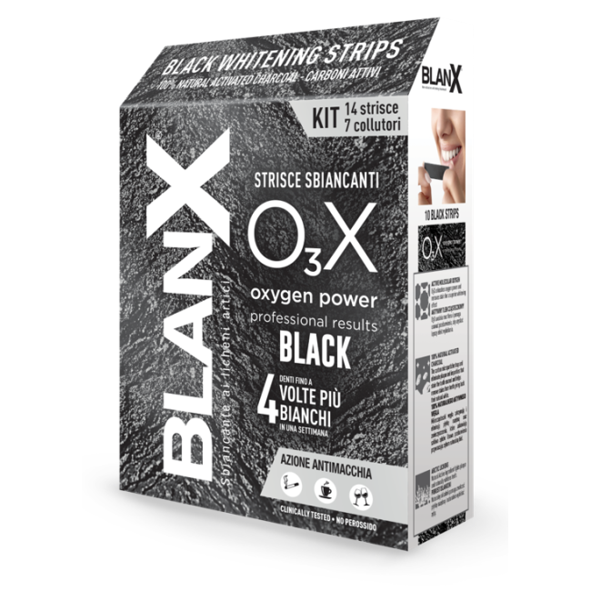 BLANX O3X BLACK STRISCE SBIANCANTI E ANTIMACCHIA 14 PEZZI