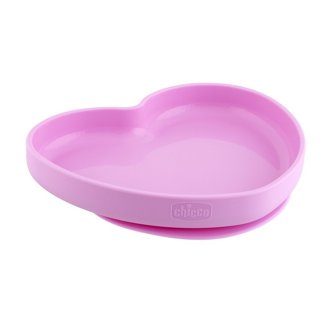 CHICCO PIATTO CUORE VENTOSA SILICONE ROSA