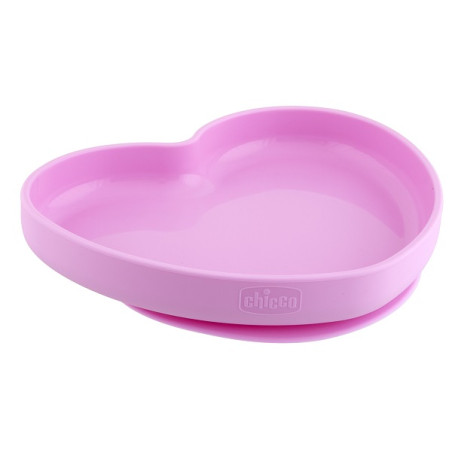 CHICCO PIATTO CUORE VENTOSA SILICONE ROSA