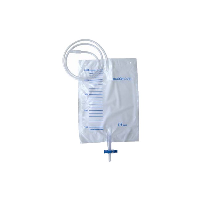 SACCA DI DRENAGGIO LETTO PER INCONTINENZA 2000ML IN PVC CON VALVOLA DI NON RITORNO E RUBINETTO DI SCARICO T-TAP CON TUBO DI RACC