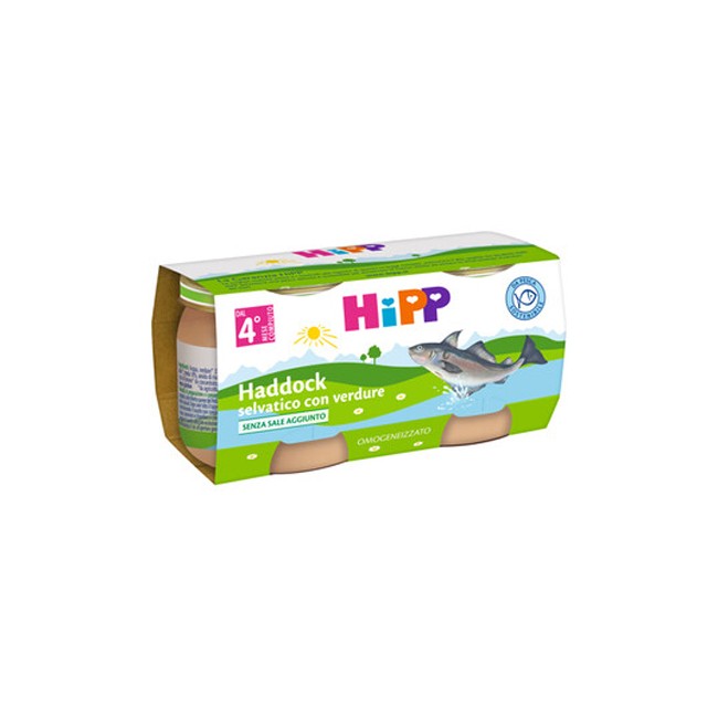 HIPP OMOGENEIZZATO DI FILETTI DI HADDOCK SELVATICO CON VERDURE 2X80 G