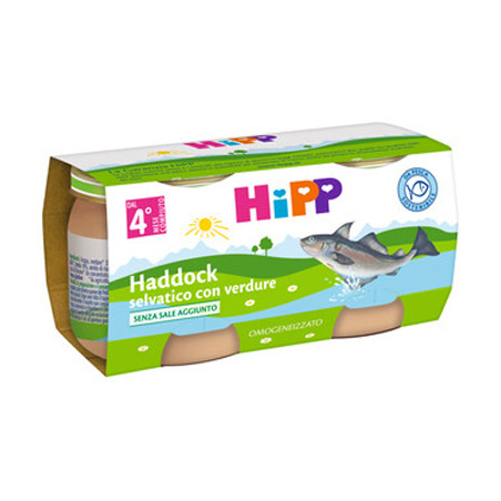 HIPP OMOGENEIZZATO DI FILETTI DI HADDOCK SELVATICO CON VERDURE 2X80 G