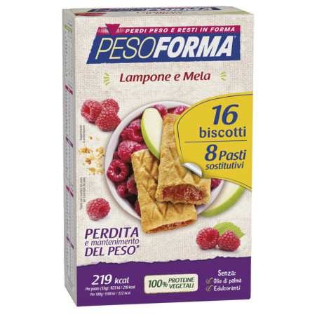 PESOFORMA BISCOTTI LAMPONE/MELA 8 PASTI 16 BISCOTTI