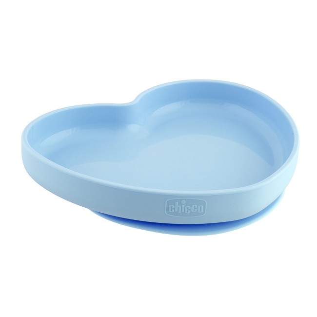 CHICCO PIATTO CUORE VENTOSA SILICONE BLU